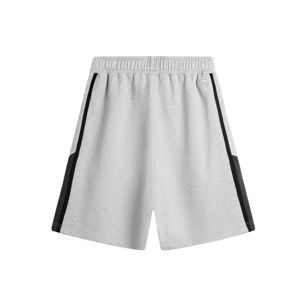 Li Ning Спортивная Модная Серия Новые Веселые Ретро Удобные Мягкие Вышивка Буквами Вязаные Повседневные Шорты Мужские шорты Цветочный-Серый Светло-Дымчато-Серый AKSU615-5