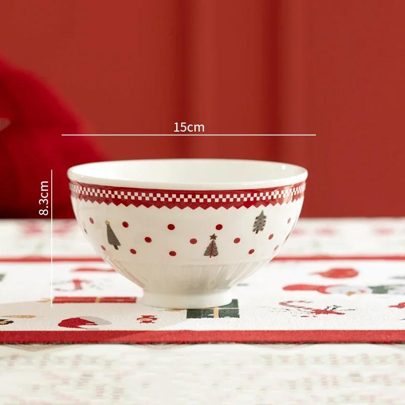 Exquisite Christmas Ceramic Plates Home Fruits Dessert Plate Delicious Dishes Salad Dining Plate Cute Rice Bowls