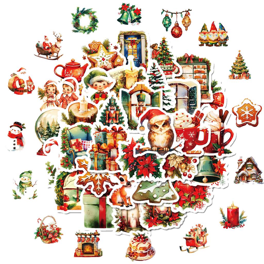 Christmas Stickers,50 PCS Christmas Stickers Labels,Snowman,Bells,Snow,Xmas Kids Stickers Decals For Crafts Decorations&Christmas Party Supplies