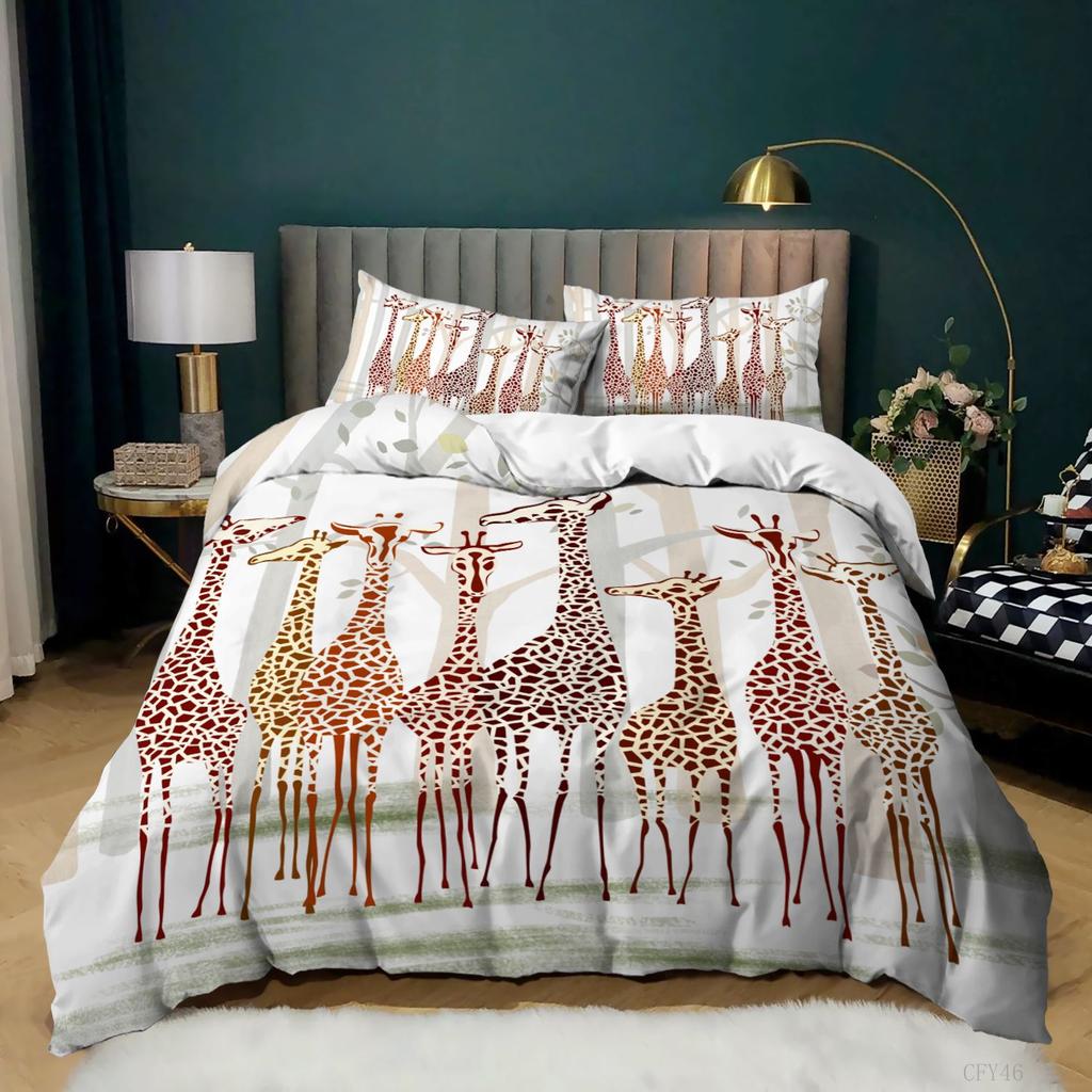 Giraffe Elk 3D Digital Printing Quilt Cover Bed Three-Piece Set Minimum Order