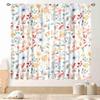 Wild Floral Kitchen Curtains, Rustic Green Leaf Colorful Plant Spring Flower Blossom Botanical Nature Vintage Small Short Window
