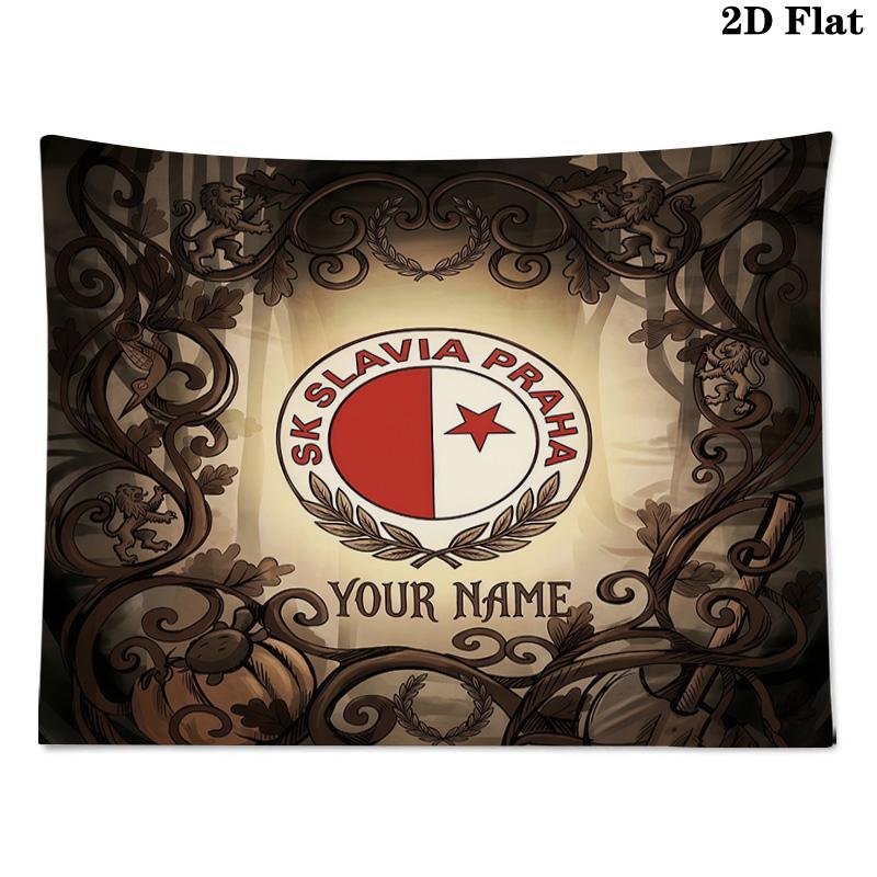 Custom Name SK Slavia Praha2 Printed Tapestry – Wall Hanging for Bedrooms, Dorms, and Home Decor