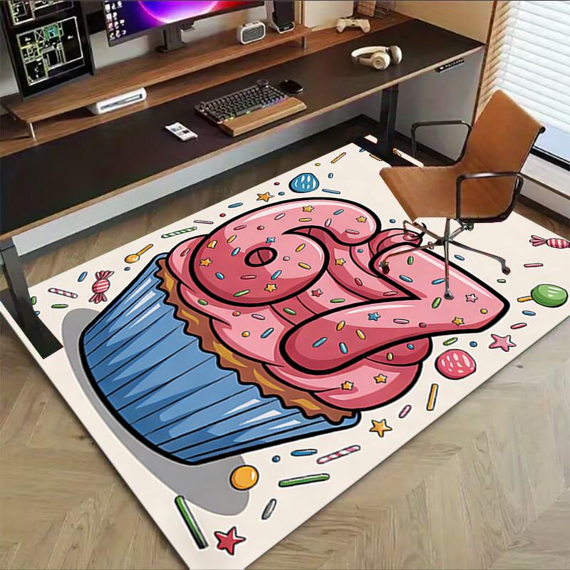 1PC cupcake number Extra Large Non-Slip Floor carpet, Office, family, bedroom, Studio - Large Area Rug,Longlasting Material-K0420