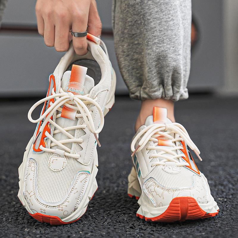 2025 популярная мужская обувь весна и лето новая дышащая сетчатая спортивная повседневная обувь модный тренд платформа папины кроссовки