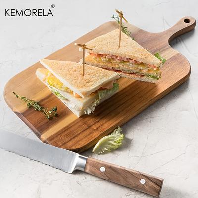 Деревянная разделочная доска из акации с ручкой - для сыра, хлеба, мясной блок для ресторанной кухни и домашнего использования. Доступны два размера.