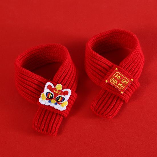 Yousheng Красный вязаный кошачий шарф Китайский Новый год Шарф для питомца Вышитый шарф на удачу для кошек Маленьких собак Аксессуар для наряда на Праздник Весны