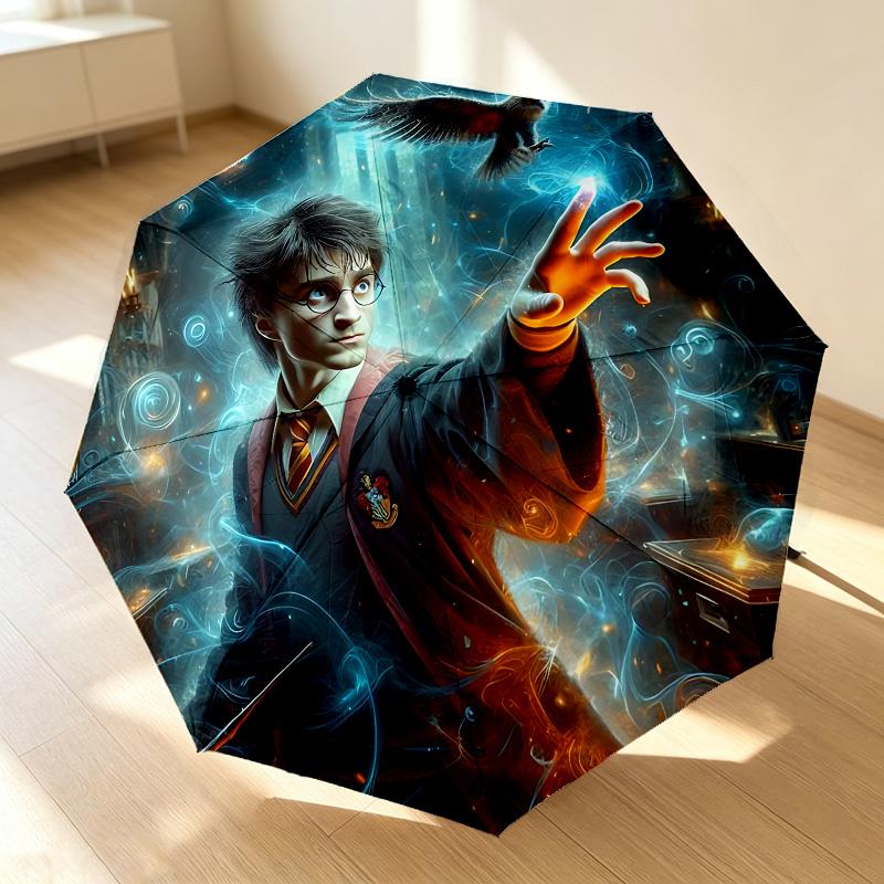 Harry Potter 8 Ribs 3Fold Black Glue Uv Protection Umbrella Sun Protection Rainproof Compact Folding Umbrella For Travel Daily Use C923729