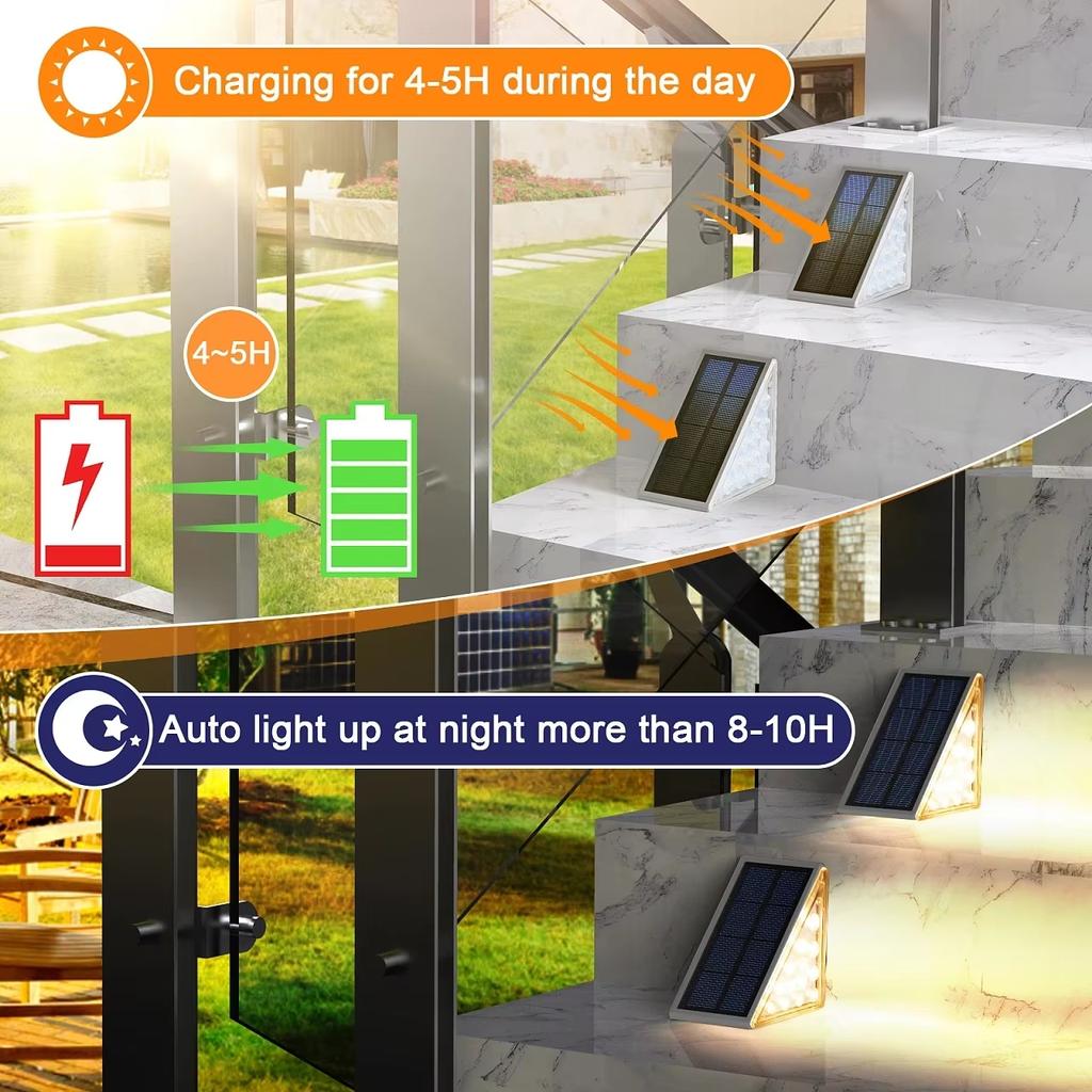 Светодиодные уличные светильники для ступеней, линзы для двора, атмосферное украшение высокой яркости, светильники для ступеней, водонепроницаемые и противокражные солнечные