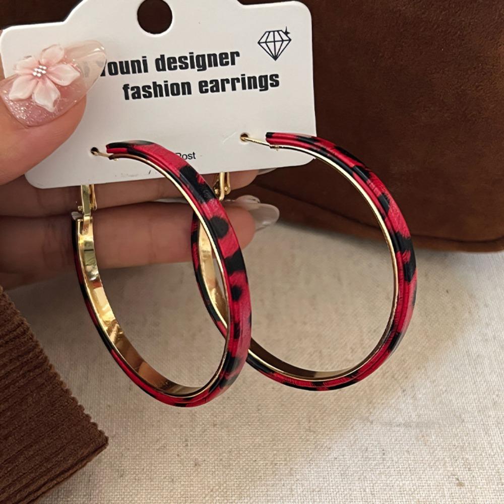 Y2k Resin Hoop Earrings Round Women's Jewelry Trendy Leopard Hoop Earrings Party