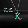 RUI RUI YU 26 Letter Colorful Stainless Steel Jewelry Sets for Women Men Alphabet Initial Chain Pendant Necklace Earrings Kids Gift