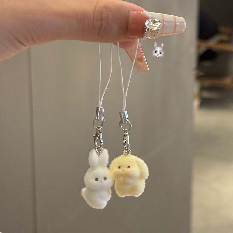 3D Флокирование Милый Подвеска в виде Животного Телефонный Шнур Подвесной Брелок Брелки Аксессуары Для Сделай Сам Подарки Для Девочек