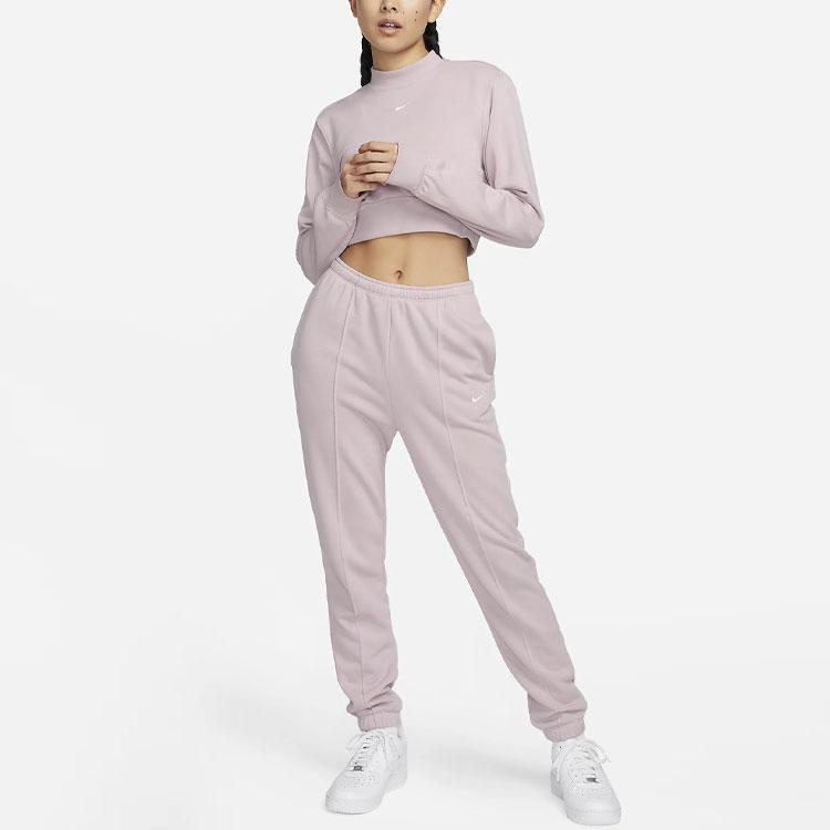 Nike Однотонные трикотажные тренировочные брюки средней посадки женские, розовые FN2435-019
