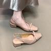 High Heels Women's French Season Wedding Shoes Lady Versatile Nude Small Fragrance Versatile Thick Heel Bag Head