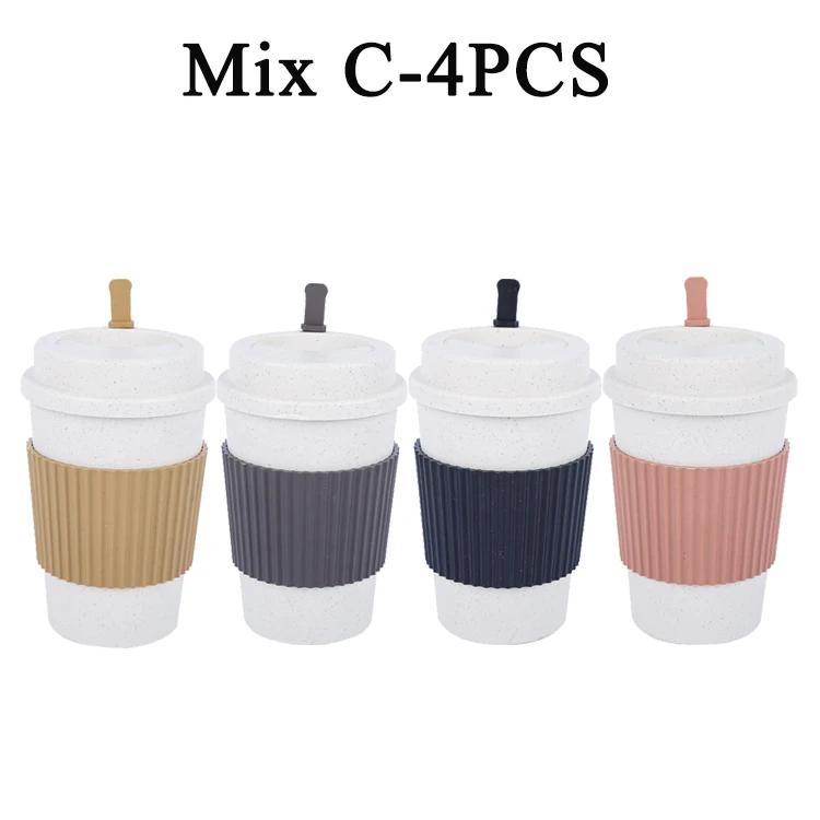 1/2/4 шт. Утолщенная кофейная чашка с крышкой, чашка с соломинкой для кофе, простая чашка для молока из пшеничной соломы, утолщенная матросская чашка, подходит для друзей