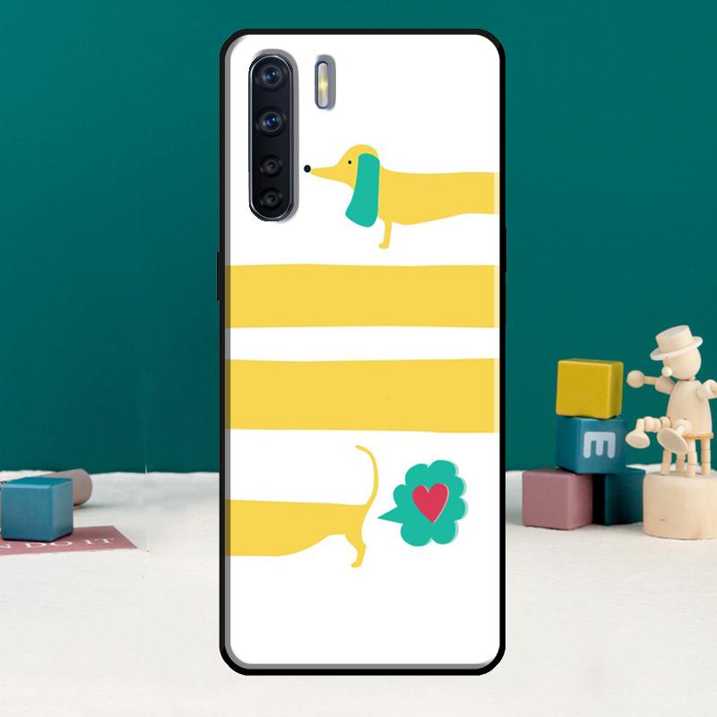 Cartoon Dachshund Sausage Dog Phone Case For Oppo A78 A96 A58 A18 A38 A98 A17 A77 A80 A40 A60 A16 A76 A74 A94 A54 A15 A57S