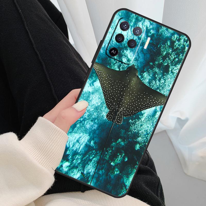 Animal Manta Ray Case For Oppo A96 A76 A16 A60 A98 A58 A78 A18 A38 A80 A40 A77 A57 A17 A74 A54 A94 A15 A5 Pro
