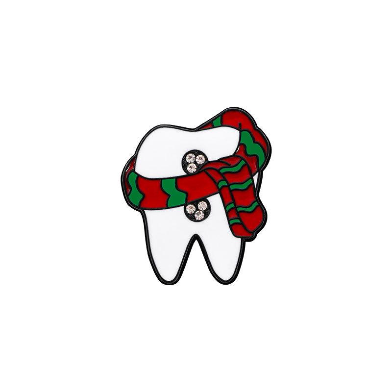 Christmas cartoon brooch cute Christmas tree gingerbread man Christmas hat festive atmosphere drip point drill