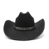 Tibetan Woolen Top Hat Thickened Woolen Felt Hat Tibet Big Edge Black Leather Strap Hat Men'S And Women'S Autumn Western Cowboy Hat