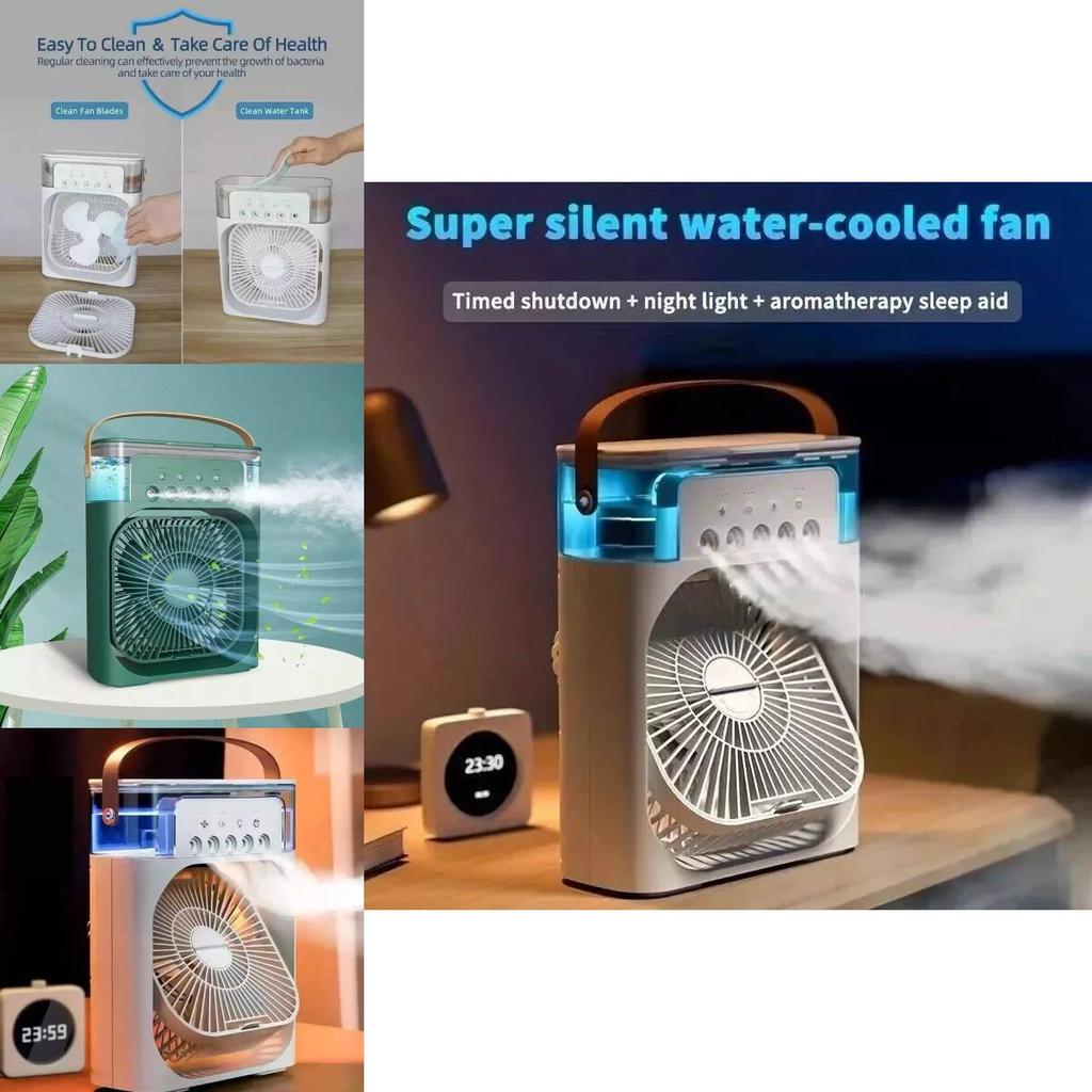 Миниатюрный настольный вентилятор с функцией распыления воды, питанием от USB, тихий портативный кондиционер для общежития и офиса, в пяти цветах.