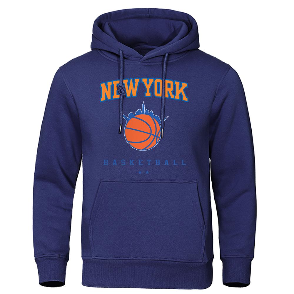 Newyork Basketball Город, укоренившийся в баскетболе Мужская одежда Толстовка с капюшоном Мультфильмы Флис Осенняя толстовка с круглым вырезом Толстовка
