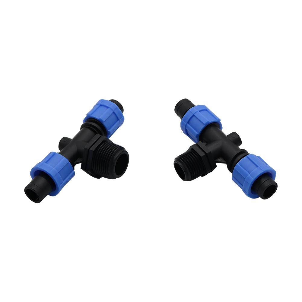 5 Pcs 16mm Drip Tape Straight Tee Type Connectors With Locked 1/2" 3/4" Thread Tee Type Connectors Repair Water Pipe Adapter