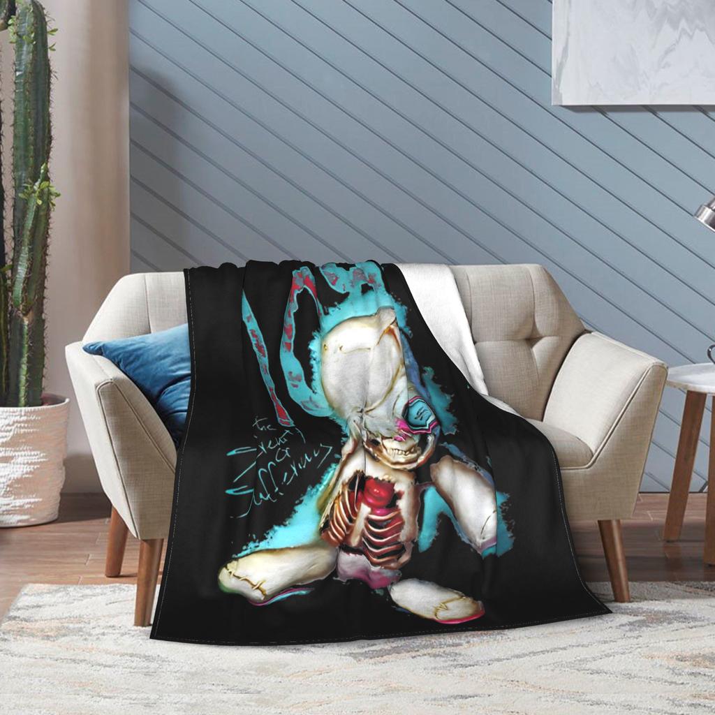 Korn Nu Metal Doll Knitted Fashion Blanket Coral Fleece Graffiti Music Korn Art Lightweight Thin Throw Fashion Blankets Bedspreads Portable