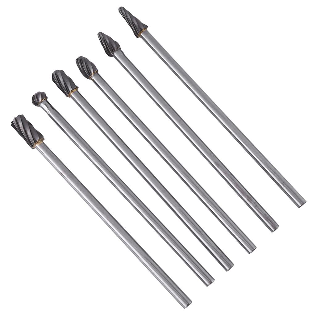 6pcs Tungsten Carbide Aluminum Rotary Files Burr Set 6mm Shank 10mm Cutting Diameter