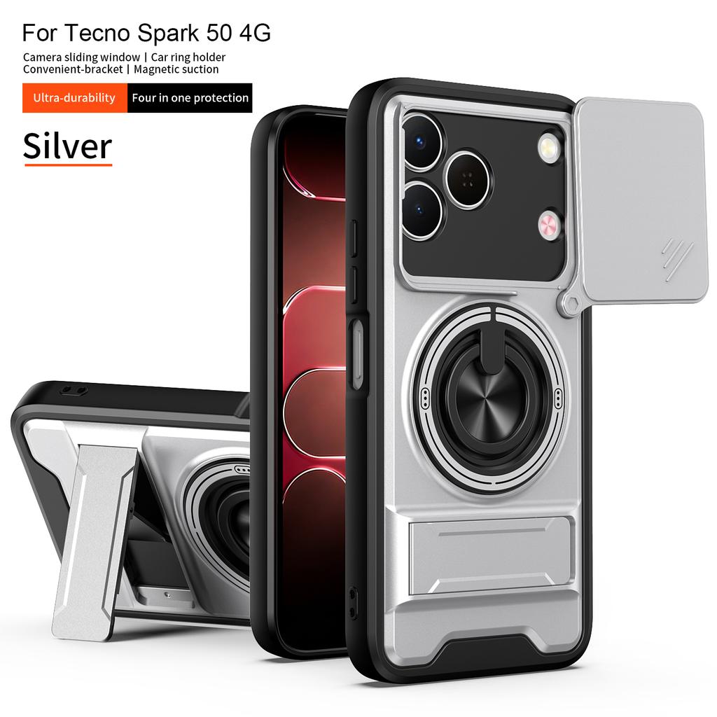 Чехол для Tecno Spark 50, чехол для Tecno Spark 50 4G, магнитный складной держатель Magsafe, защитный чехол для камеры в военном стиле.