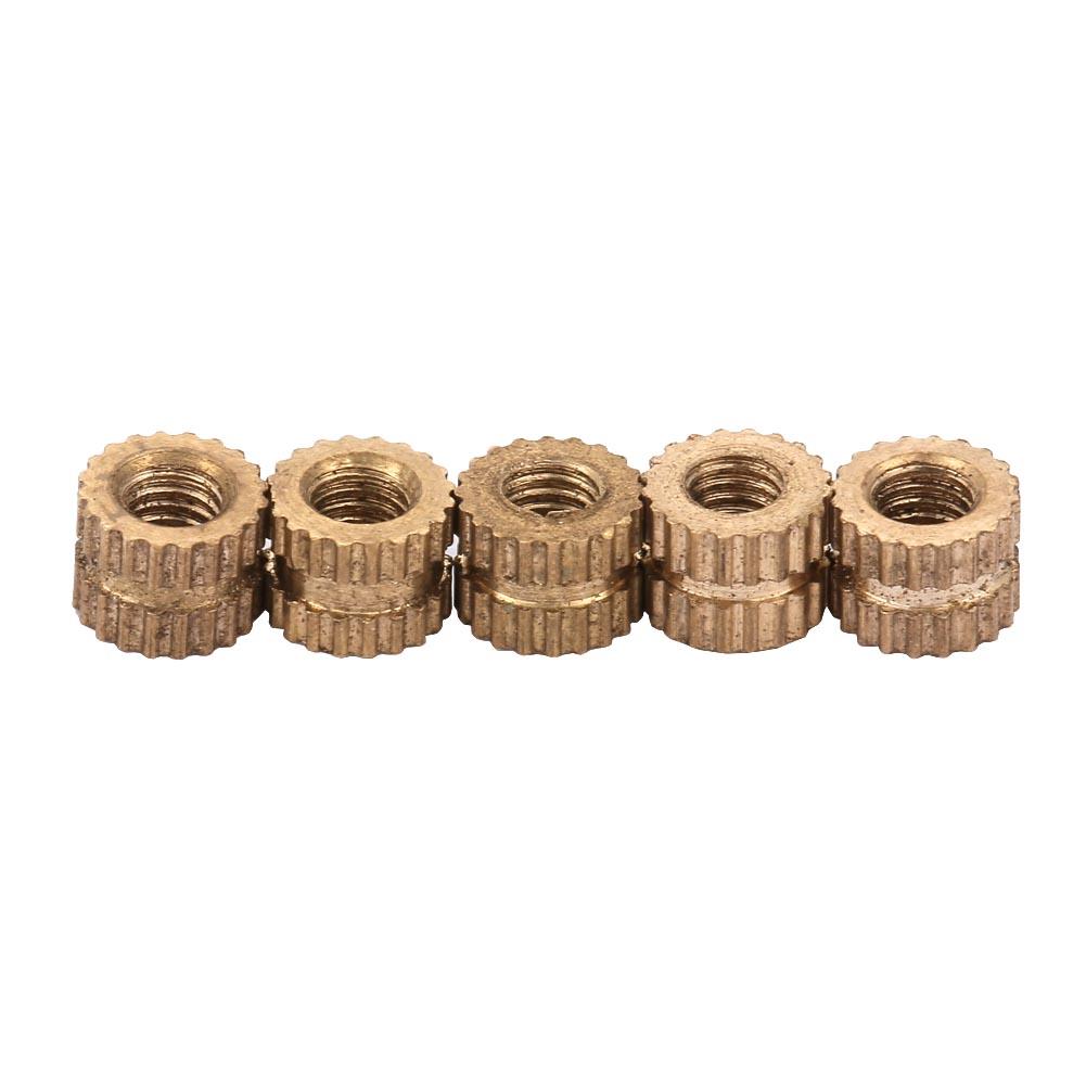 50pcs M3 Brass Cylinder Knurled Round Molded In Insert Embedded Nuts (M3*5*5.3)