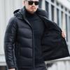 Куртка-пуховик из натуральной кожи для людей среднего возраста с белым утиным пухом, теплая куртка для папы с отворотом из натуральной овчины