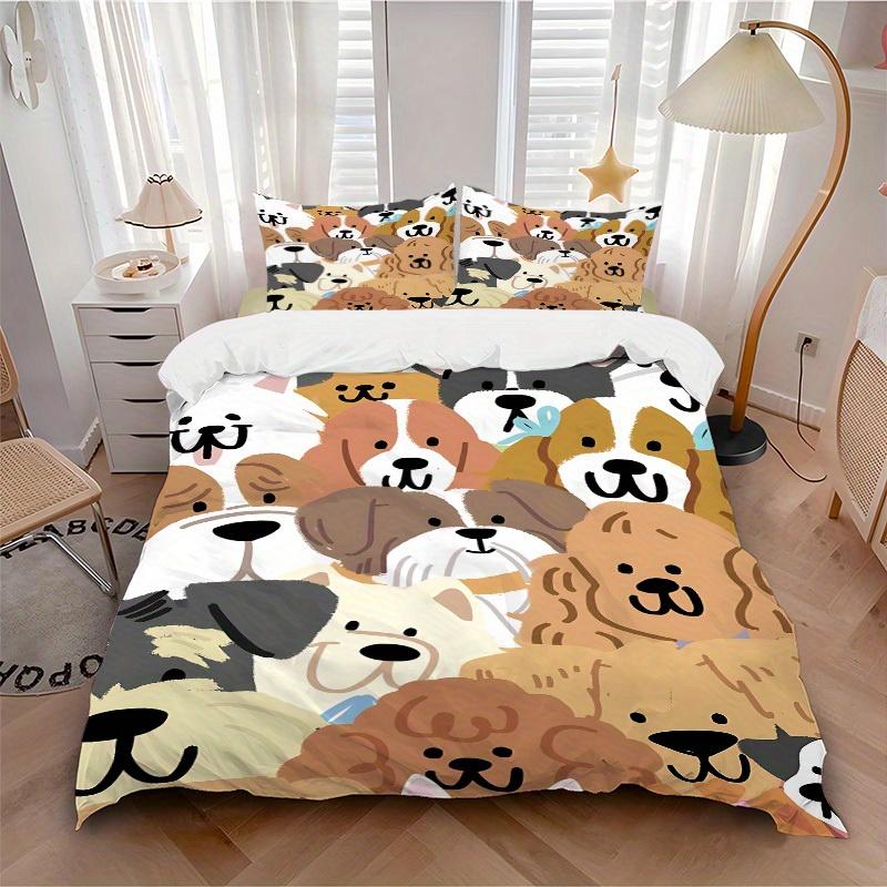3pcs Cute-Dogs Bedding Set, Ideal for Home Use, Suitable for Bedroom Decor (1*Duvet Cover + 1/2*Pillowcases, No Core) yy250821227