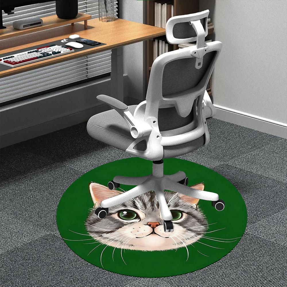 1PC Cat Whiskers Office Round Area Rug,  Mat Suitable ForOffice, Under Office Chairs Bedroom Living Room Home Decor, Room Deco
