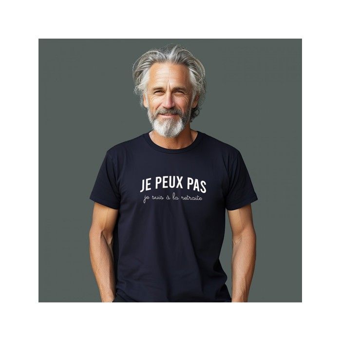 T-shirt - Monsieur Madame - Je Peux Pas Je Suis A La Retraite - 100% Coton Bio - Manches Courtes - Blanc