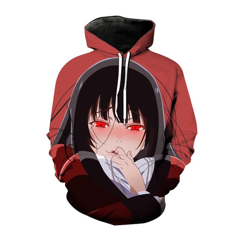 Kakegurui толстовки с 3D принтом аниме для мужчин и женщин, повседневная модная толстовка, толстовка большого размера, Harajuku, модные пуловеры с капюшоном