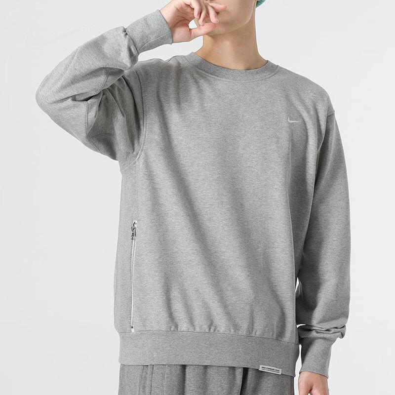 Nike Толстовки Мужские Светло-серые Круглый вырез Умеренный Обычный DQ5821-063