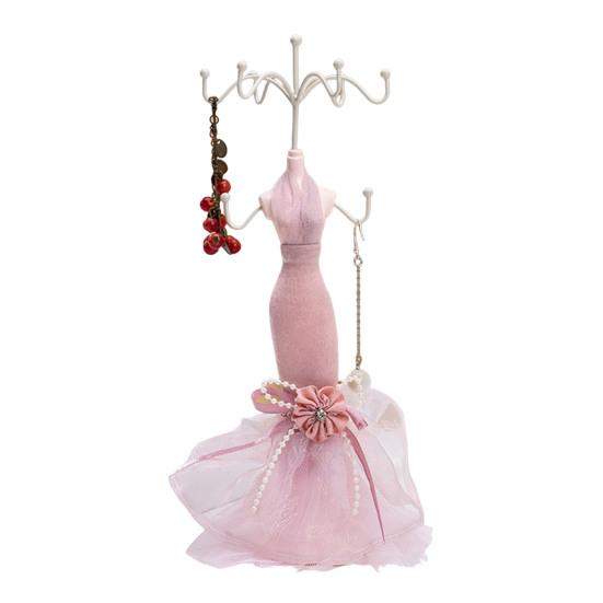 Mini Manikin Jewelry Stand Lady Mannequin Jewelry Organizer with 8 Hooks 2 Tier Necklace Bracelet Earring Ring Holder Display Stand