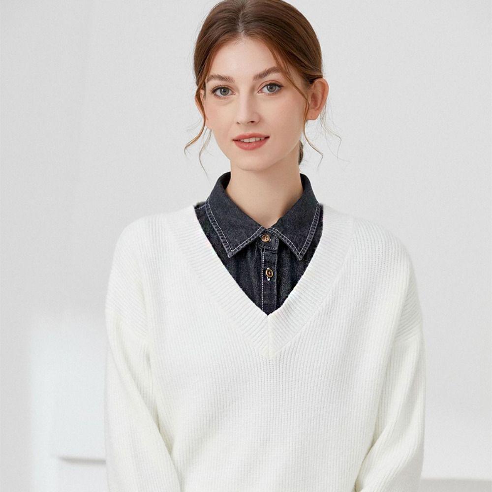 Detachable Denim Fake Collar Sharp Collar False Blouse Collar Adjustable Neckline Decorative Shirt