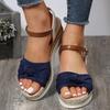 Fashion Women Shoes Style Pleated Leopard Sandals Buckle Decor High Heel Wedge Sandal Woman Summer Outdoor Platform Shoe Sandalias Mujer