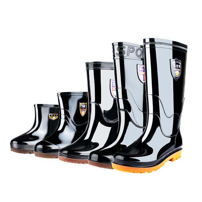 Water Shoes Medium Tube Rainproof Black Labor Insurance Velvet Rain Shoes Men's Water Boots PVC Rubber