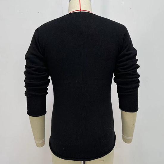 Мужской осенний свитер с длинным рукавом, V-образным вырезом, повседневный эластичный пуловер для ежедневной носки, трикотаж, свободный свитер-поддева, мужская одежда