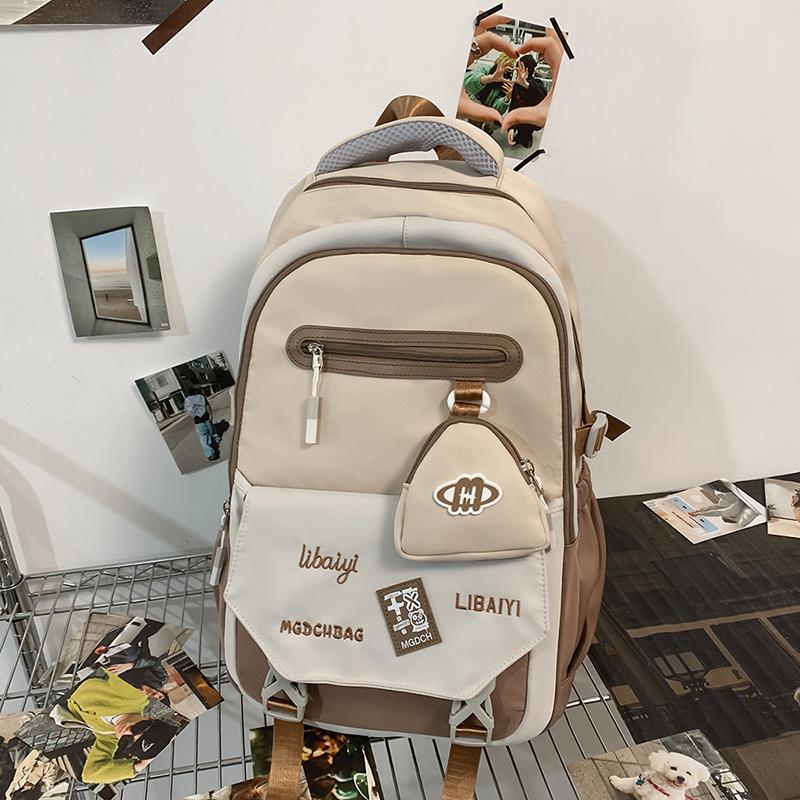 Школьный рюкзак для средней школы, женский, большой емкости, цветной мужской рюкзак для компьютера с кошельком для монет