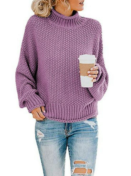 2026 New Autumn Winter Women's Chunky High Neck Knit Sweater