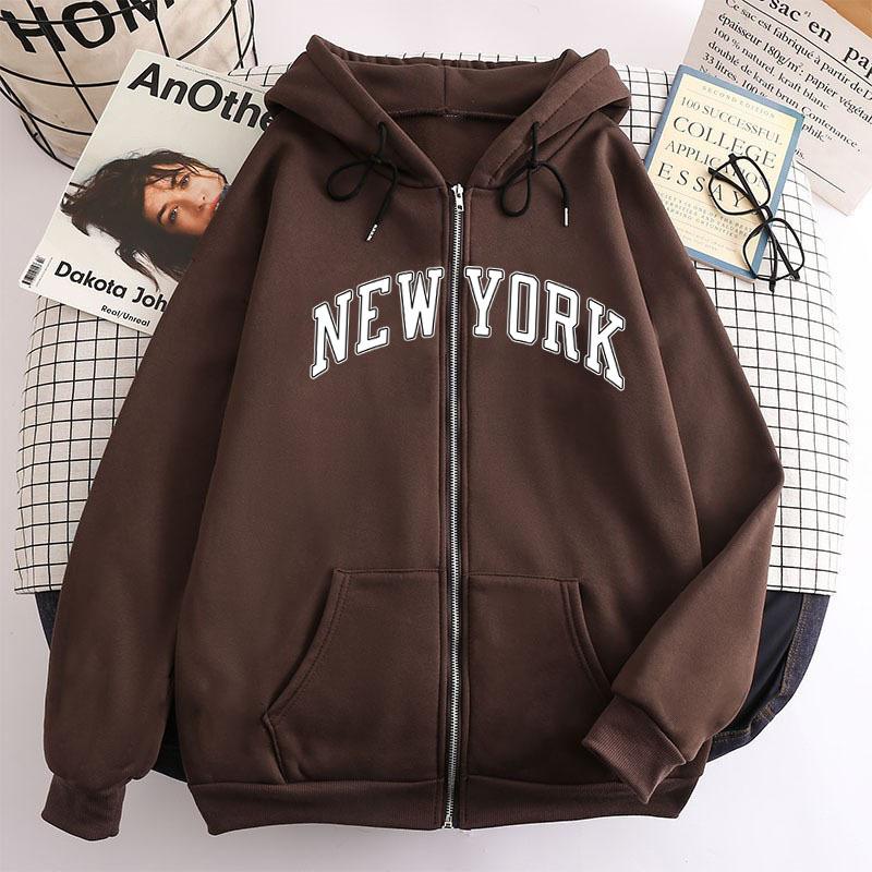 New zipper hooded sweater European and American Los Angeles california sweater spring and autumn coat top