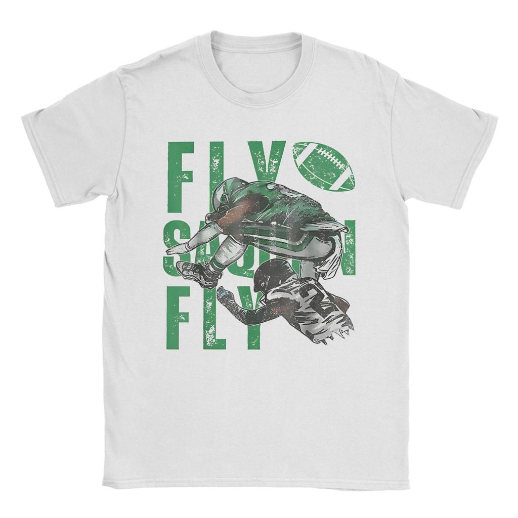 Saquon Barkley Fly The Reverse Hurdle T Shirt for Men 100% Cotton Funny T-Shirt Rugby Eagle Tees Short Sleeve Clothes Plus Size