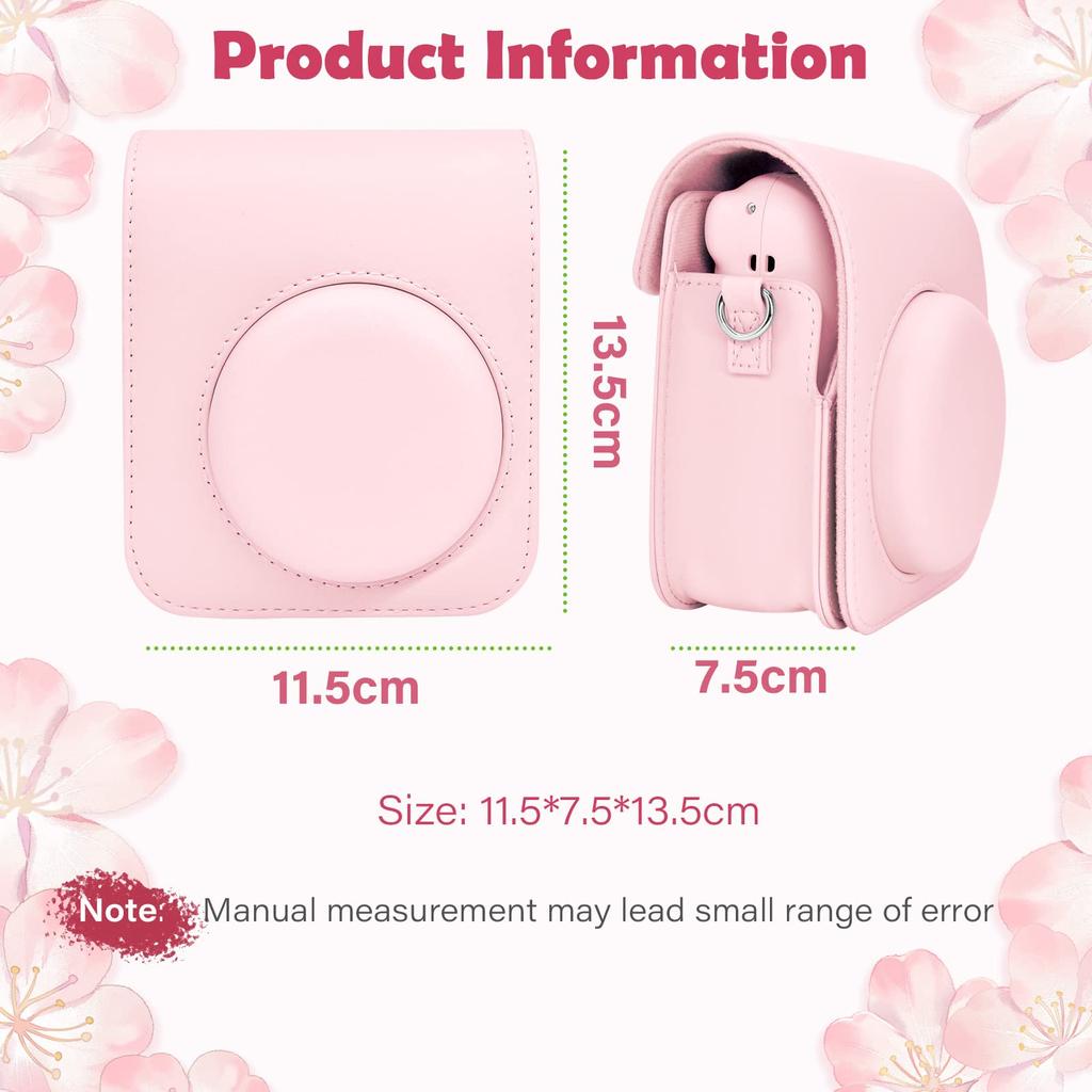 Kinokoo Mini 12 Fujifilm Instax Mini 12 Camera Snap Instax Case with Shoulder Strap Case, Case, Closure, (Pink)
