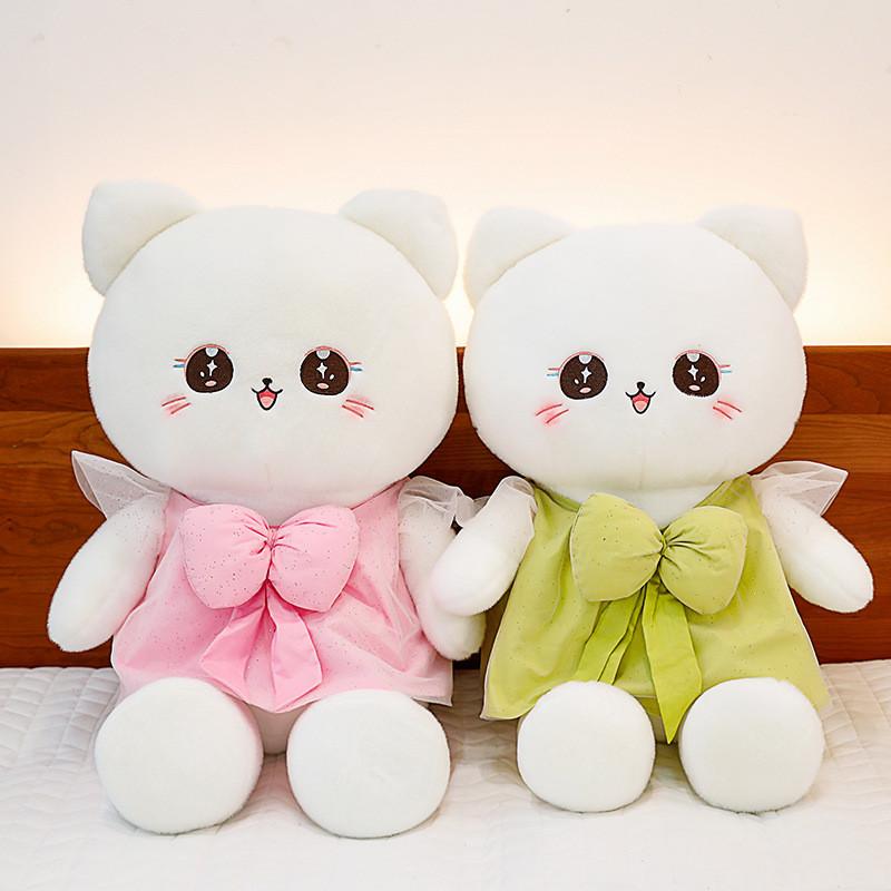 Plush Toy Cat Doll Bow Dress Kitty Stuffed Animal Cartoon Home Gift Ornament