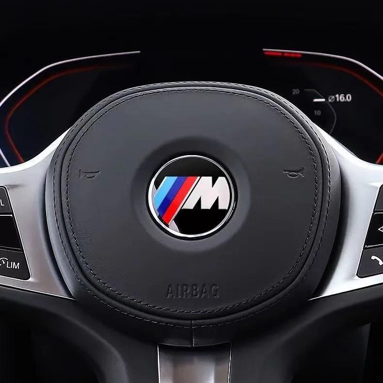 BBIO8 45MM Car Steering Wheel Badge Emblem Sticker Auto Styling For BMW 1 3 5 7 Series M Performance 50TH Emblem M3 M5 X1 X3 X5 X6 E46