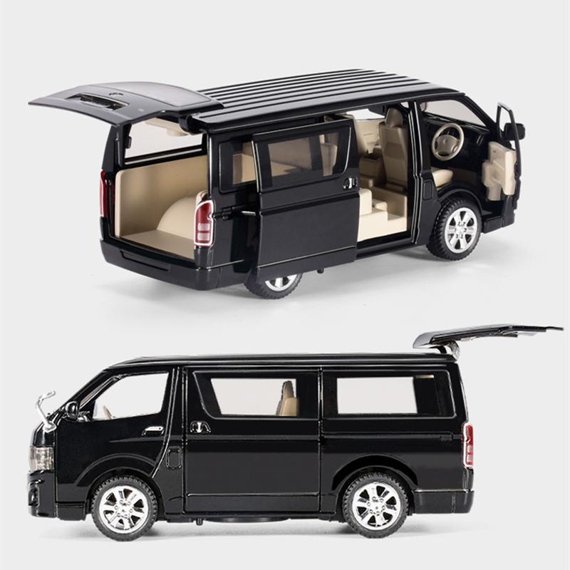 1:32 Scale Toyota Hiace MPV Alloy Car Model, Diecasts Metal Toy Vehicles Car Model with Simulation Sound and Light Collection Children Gift