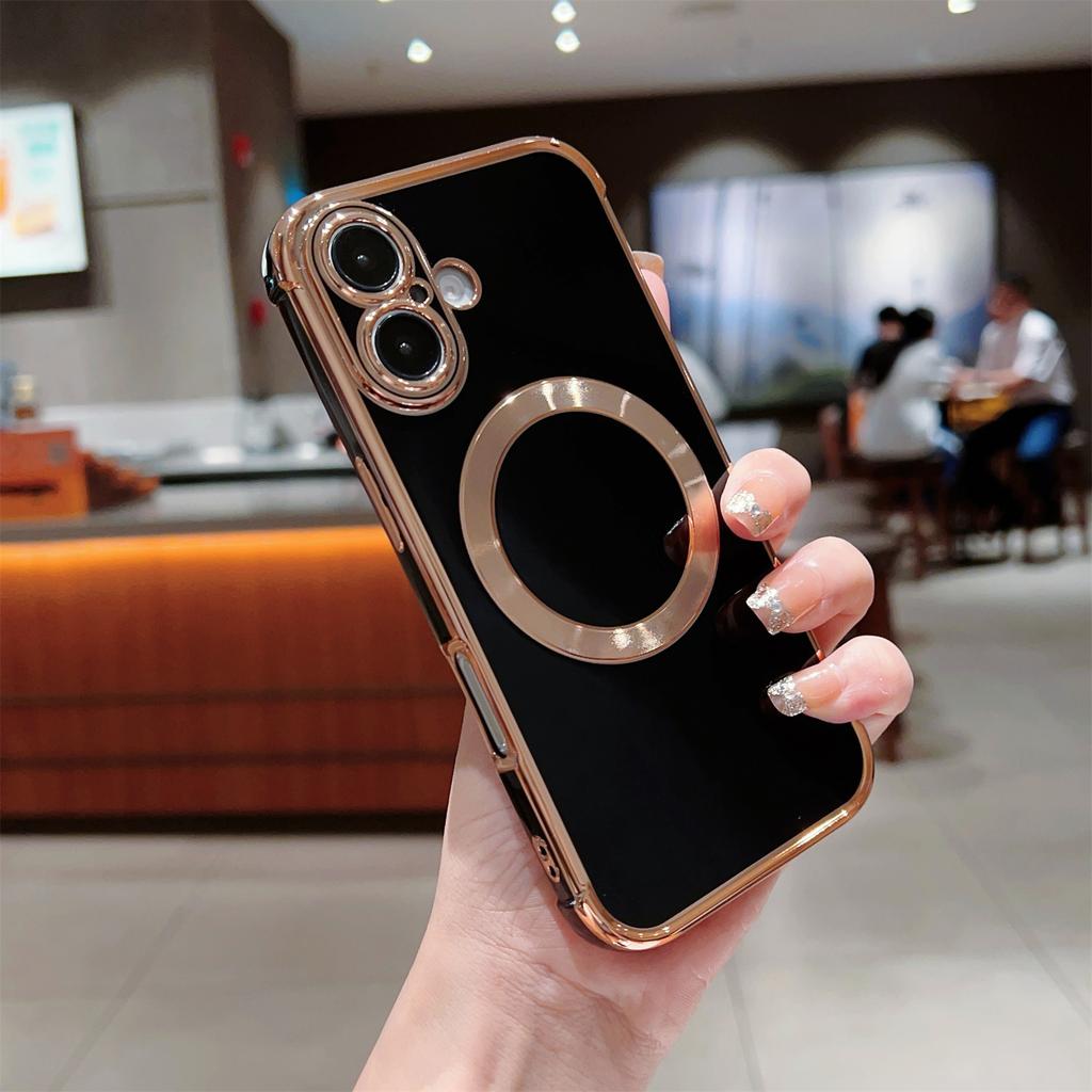 For iPhone 16 Plus Case Compatible with MagSafe Electroplating TPU Phone Cover