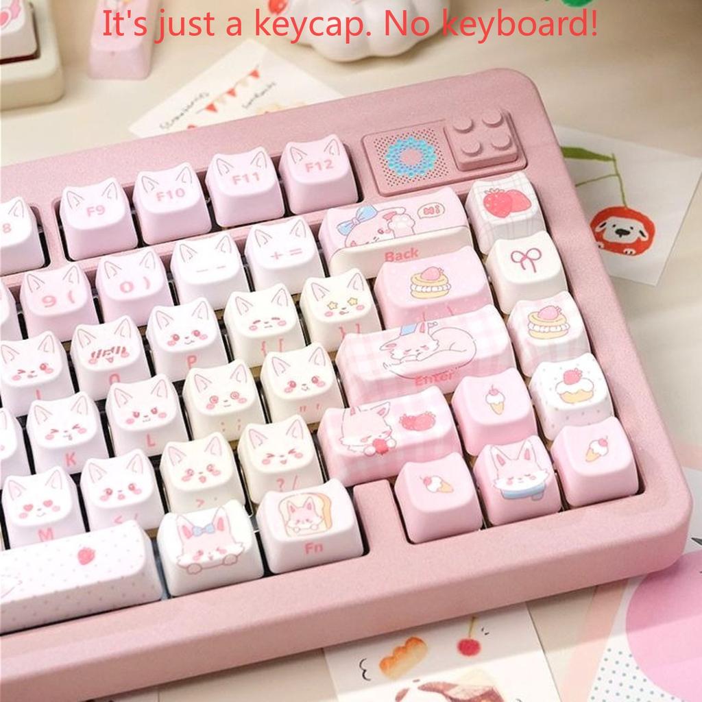 Cute Pink MAO KEYCAP SET PBT 128 Key Kitten Keycap HI75 HI8 HI8 68 F99 104 64 Mechanical Keyboard